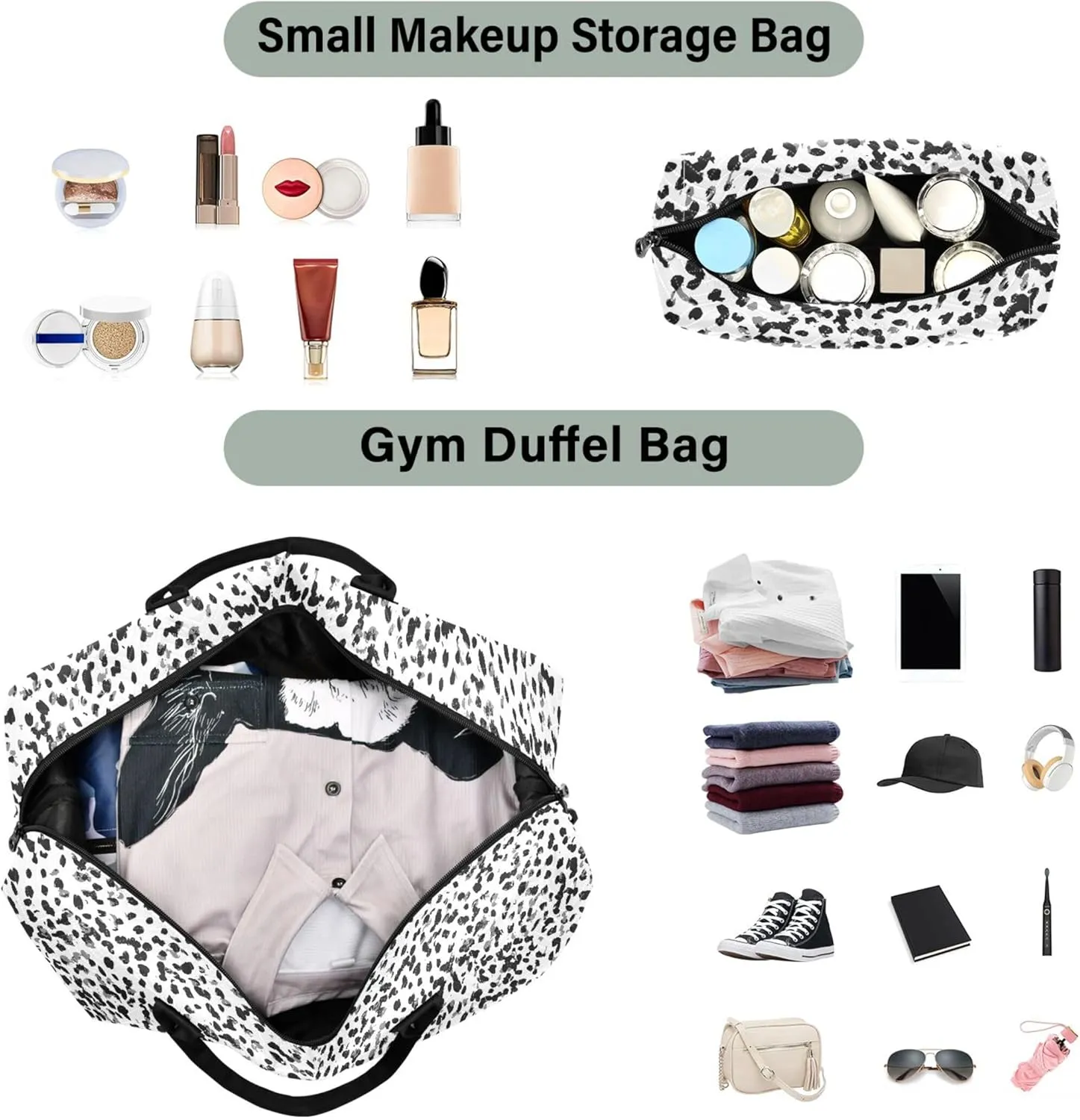 Print Abstract Animal Skin Duffel Bag for Travel Cosmetic Bags Set, Cute Womens Garment Duffel Bag Overnight Bag