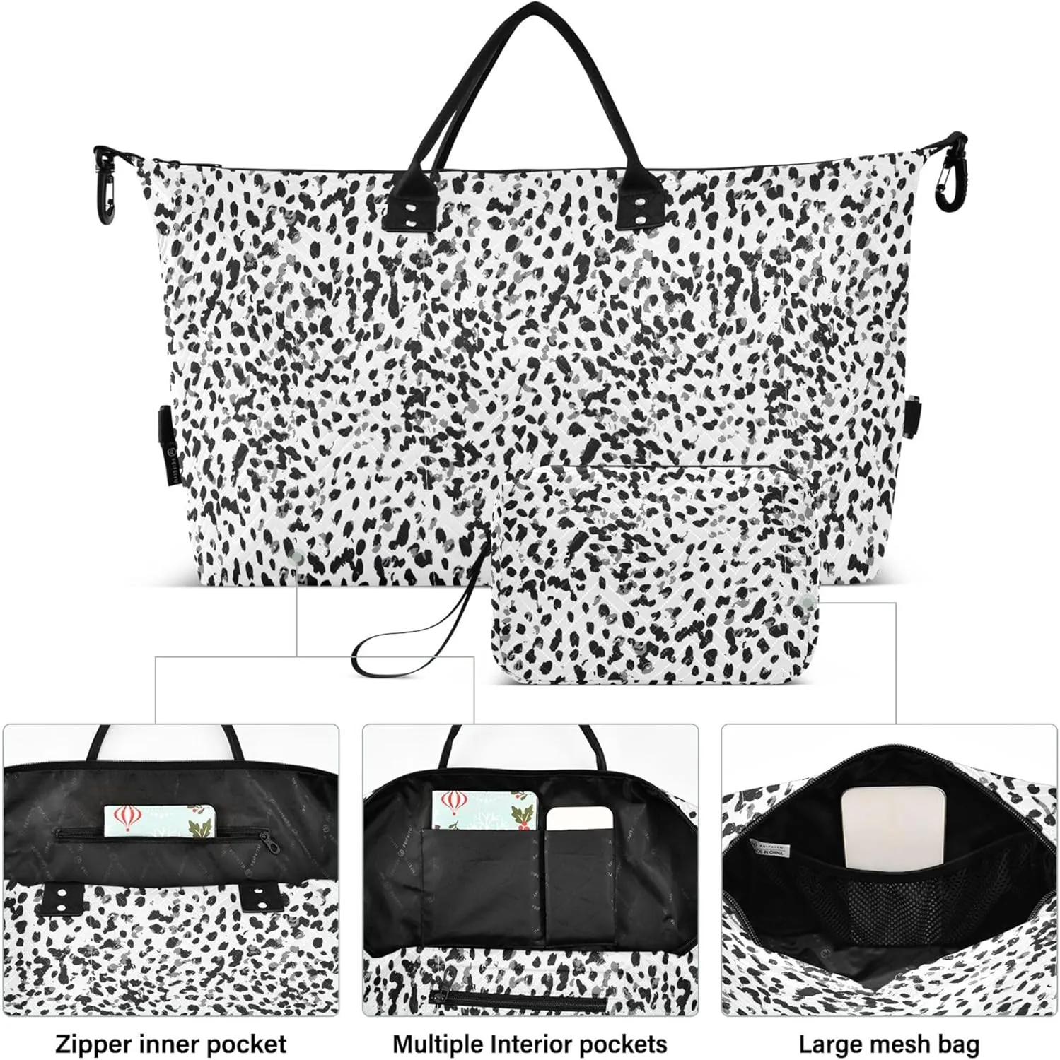 Print Abstract Animal Skin Duffel Bag for Travel Cosmetic Bags Set, Cute Womens Garment Duffel Bag Overnight Bag
