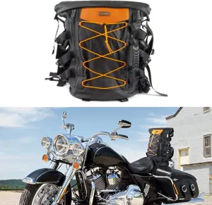PSLER Motorcycle Expandable Sissy Bar Bag, Waterproof Tail Duffle Bag Large Capacity Travel Luggage Gear Backpack for Sportster Softail Dyna Touring 1984-2019 2020 2021 2022