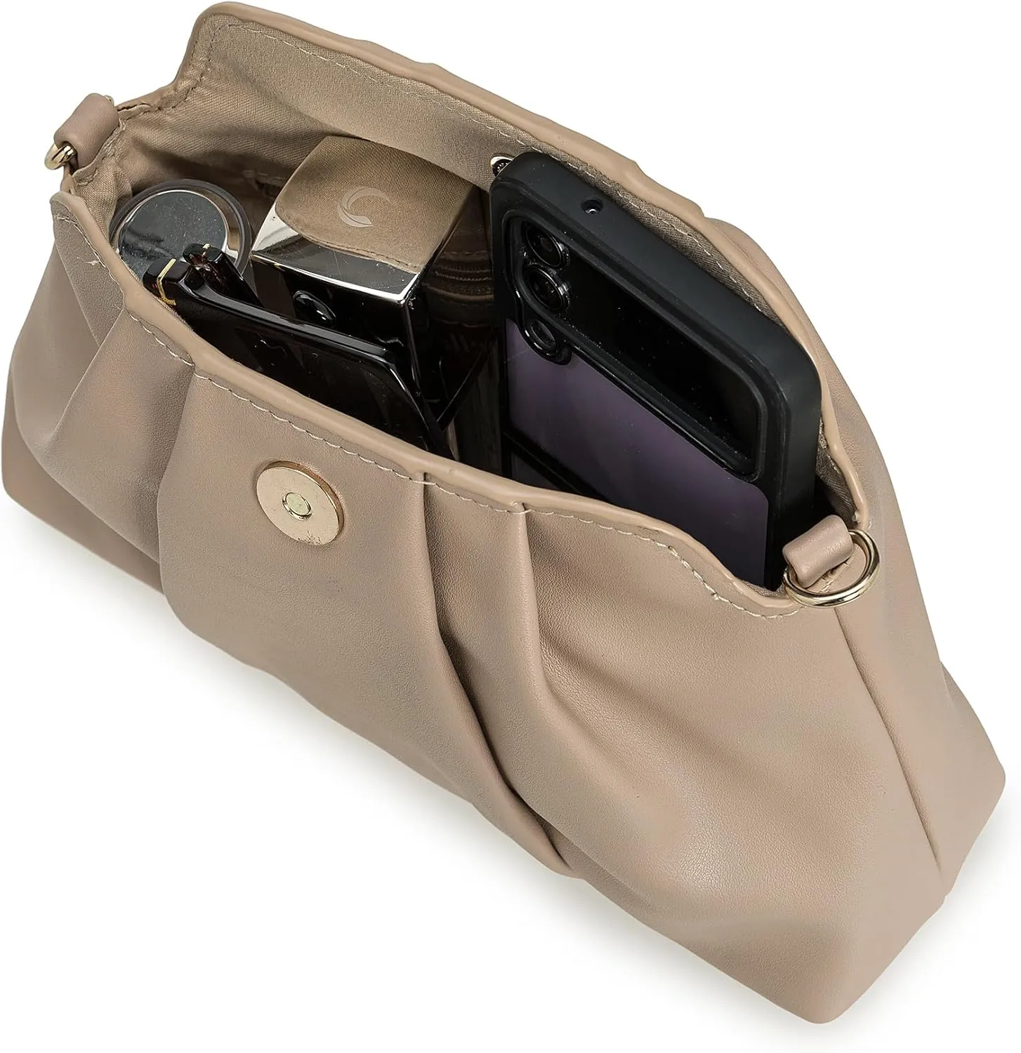 PU Clutch Handbag for Women Evening Bag Formal Dressy Purse with Pearl Strap