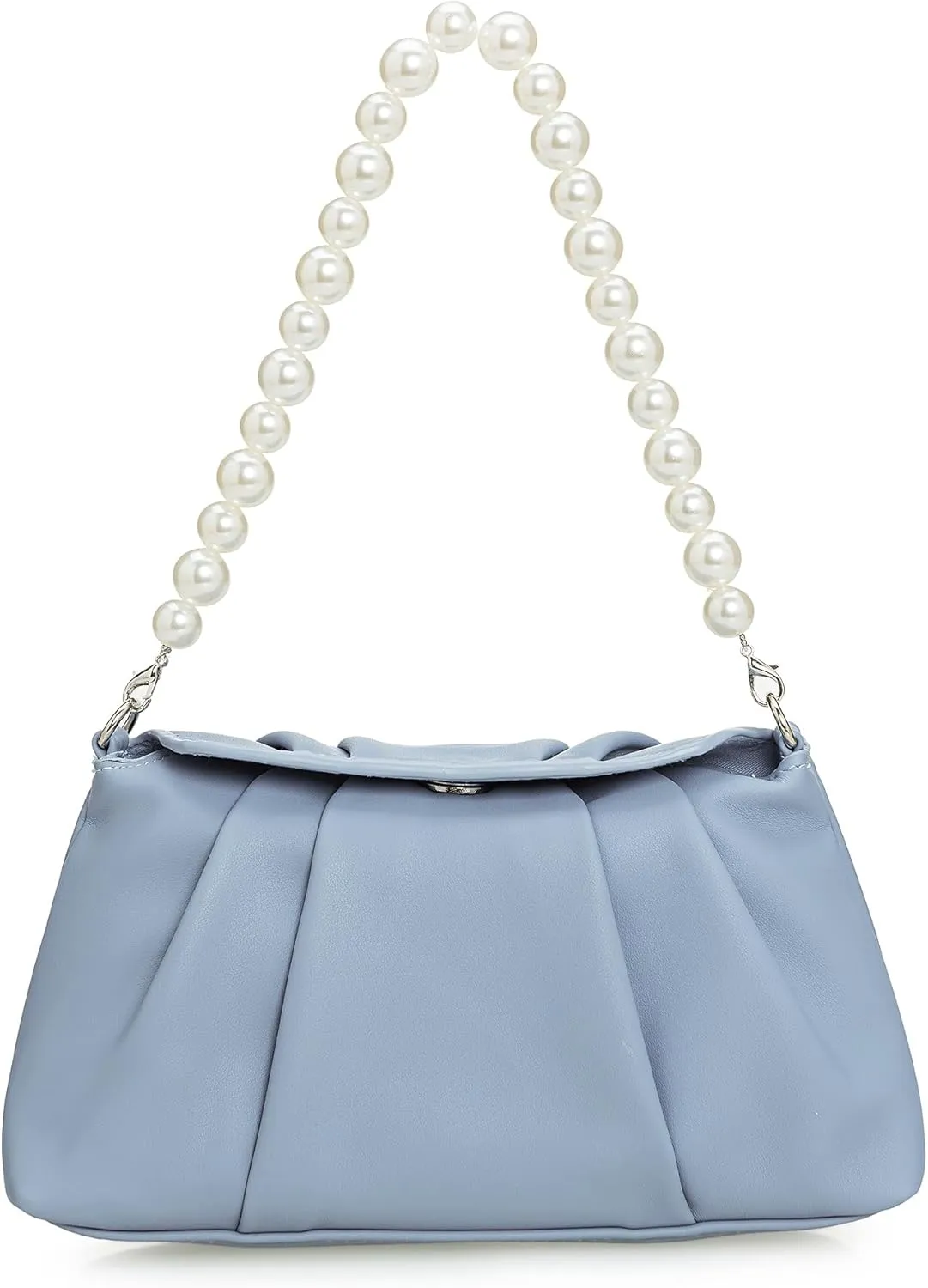 PU Clutch Handbag for Women Evening Bag Formal Dressy Purse with Pearl Strap