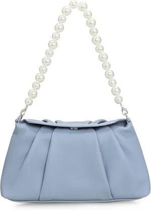 PU Clutch Handbag for Women Evening Bag Formal Dressy Purse with Pearl Strap