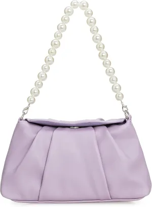 PU Clutch Handbag for Women Evening Bag Formal Dressy Purse with Pearl Strap