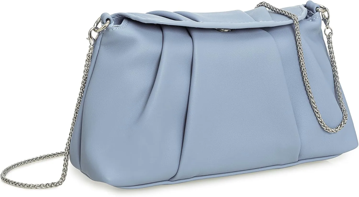PU Clutch Handbag for Women Evening Bag Formal Dressy Purse with Pearl Strap