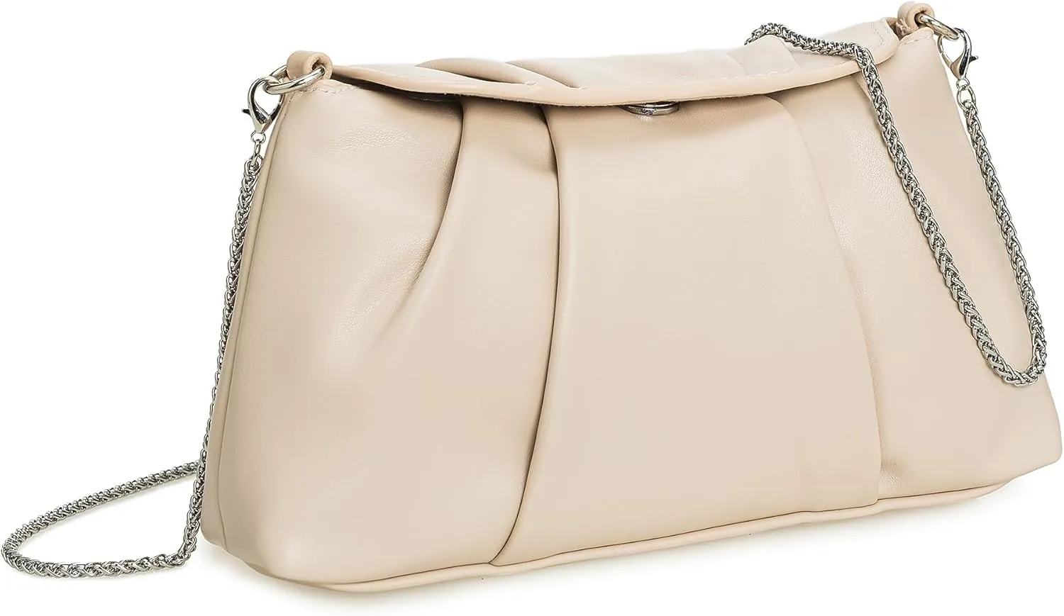 PU Clutch Handbag for Women Evening Bag Formal Dressy Purse with Pearl Strap