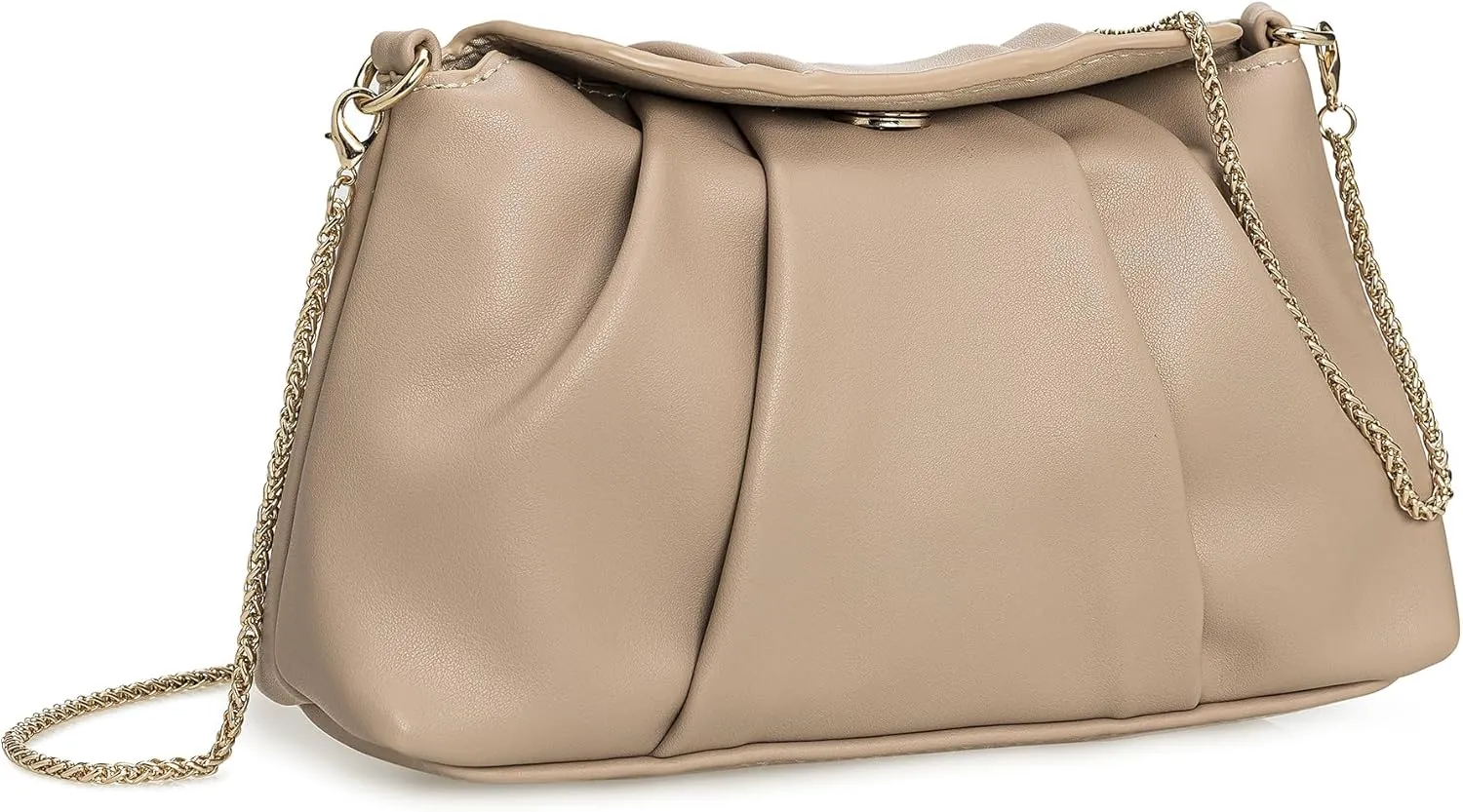 PU Clutch Handbag for Women Evening Bag Formal Dressy Purse with Pearl Strap