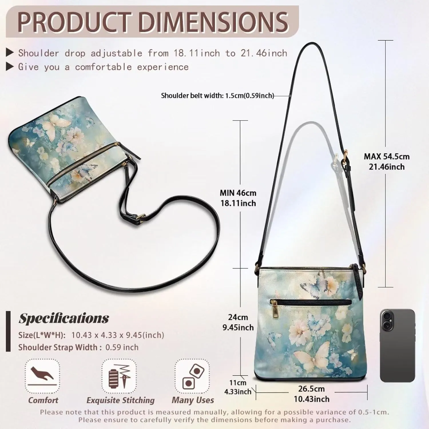 PU Crossbody Bags for Women Large Multiple Pockets Bag Fashion Sling Hobo Bag with Zipper for Working Shopping