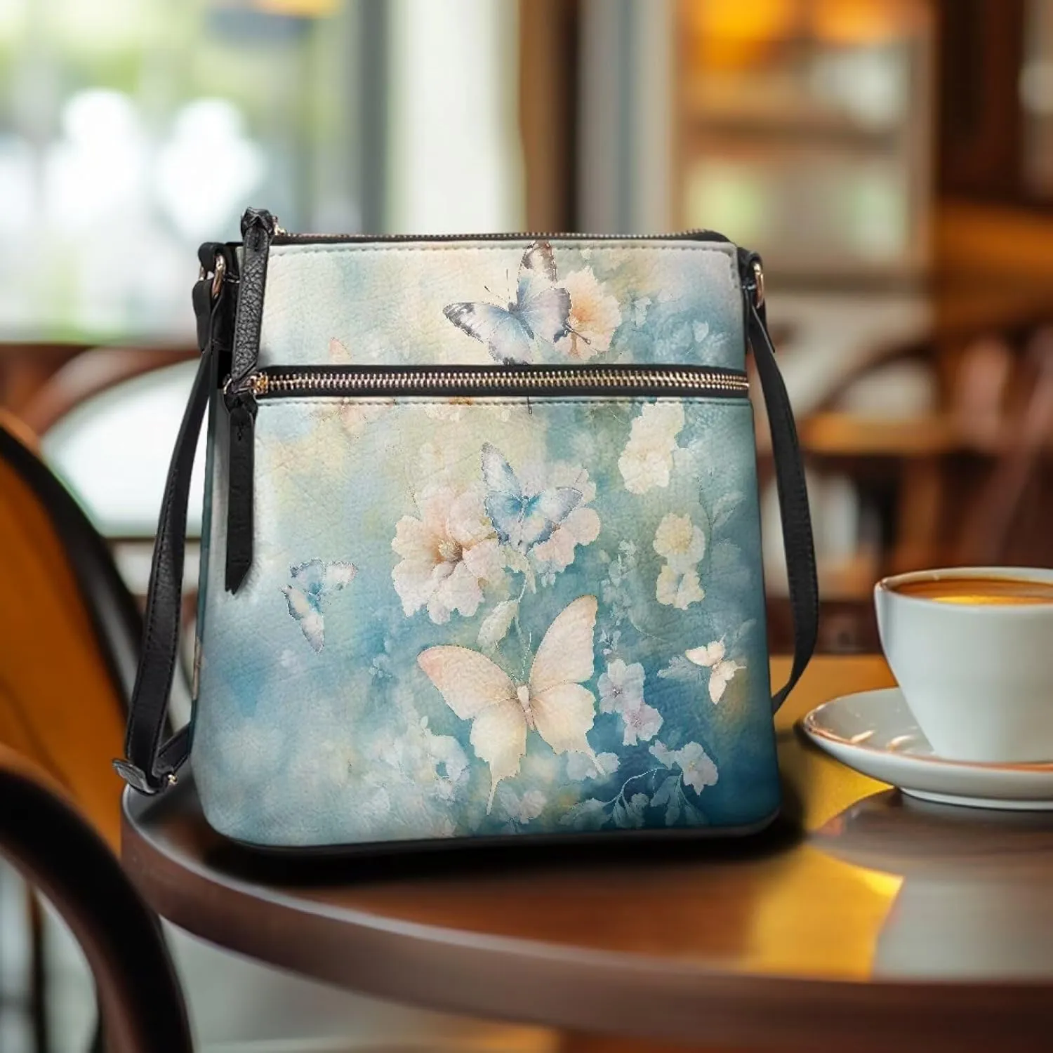 PU Crossbody Bags for Women Large Multiple Pockets Bag Fashion Sling Hobo Bag with Zipper for Working Shopping
