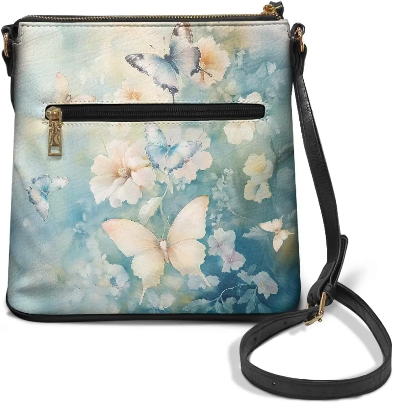 PU Crossbody Bags for Women Large Multiple Pockets Bag Fashion Sling Hobo Bag with Zipper for Working Shopping