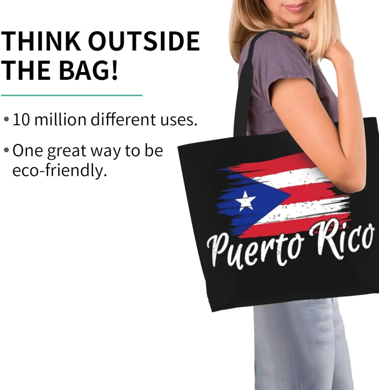 Puerto Rico Canvas Tote Bag Puerto Rico Flag Shoulder Bag Puerto Rican Casual Grocery Bags Outdoor