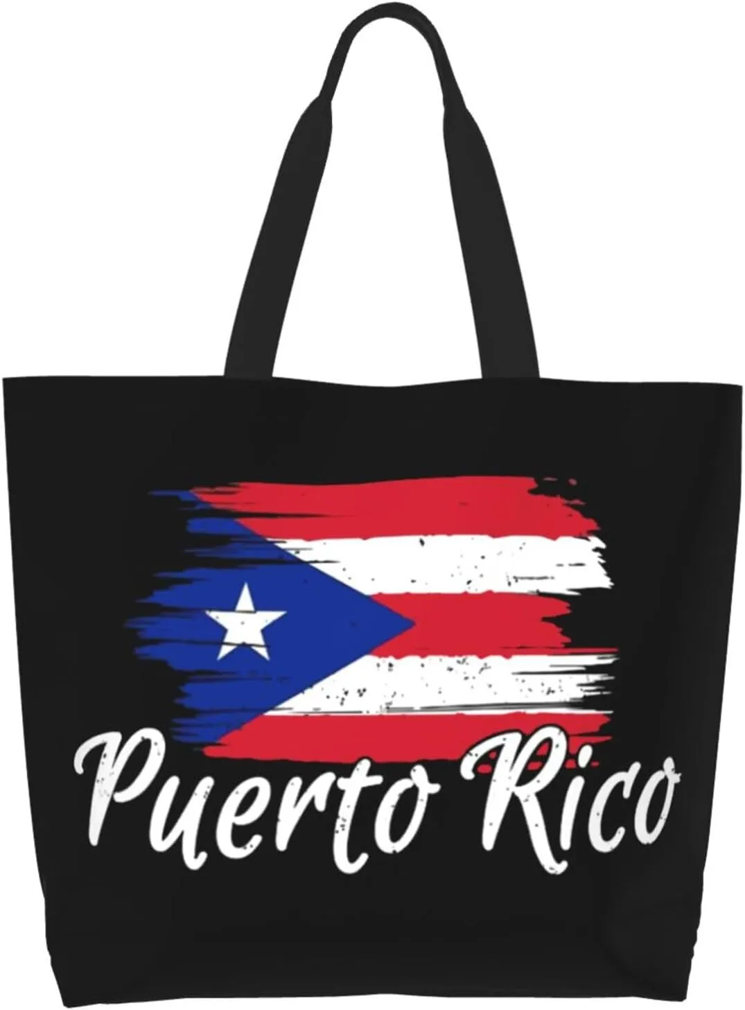 Puerto Rico Canvas Tote Bag Puerto Rico Flag Shoulder Bag Puerto Rican Casual Grocery Bags Outdoor