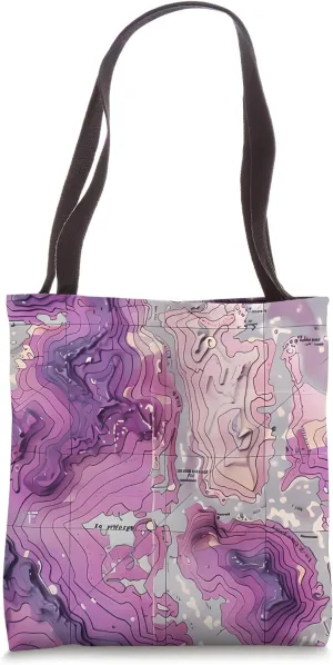Purple Bohemian Striped Vintage British Isles Topography Map Tote Bag