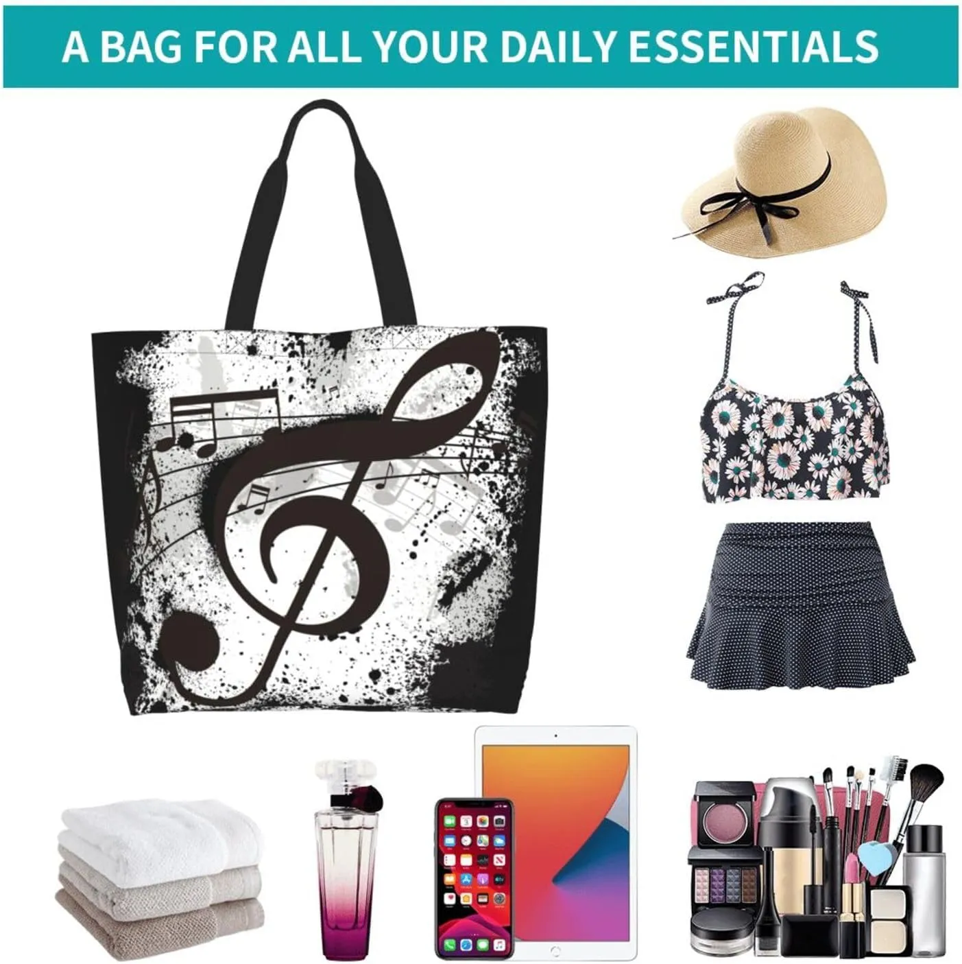 Purple Green Fleur De Lis Tote Bag For Women, Shoulder Bags Big Reusable Grocery Handbag For Travel Gym Picnic