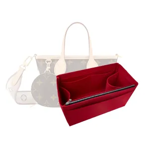 Purse Organizer for Neverfull BB with zipper, Lv Neverfull BB Bag Organizer, Neverfull BB Insert Handmade Snug Sturdy Felt with Gold Zipper (For Neverfull BB, Red)