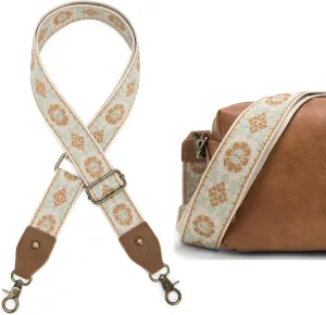 Purse Strap, 1.5" Cowhide Head Wide Shoulder Strap Adjustable Replacement,Jacquard Embroidery Crossbody Bag Straps