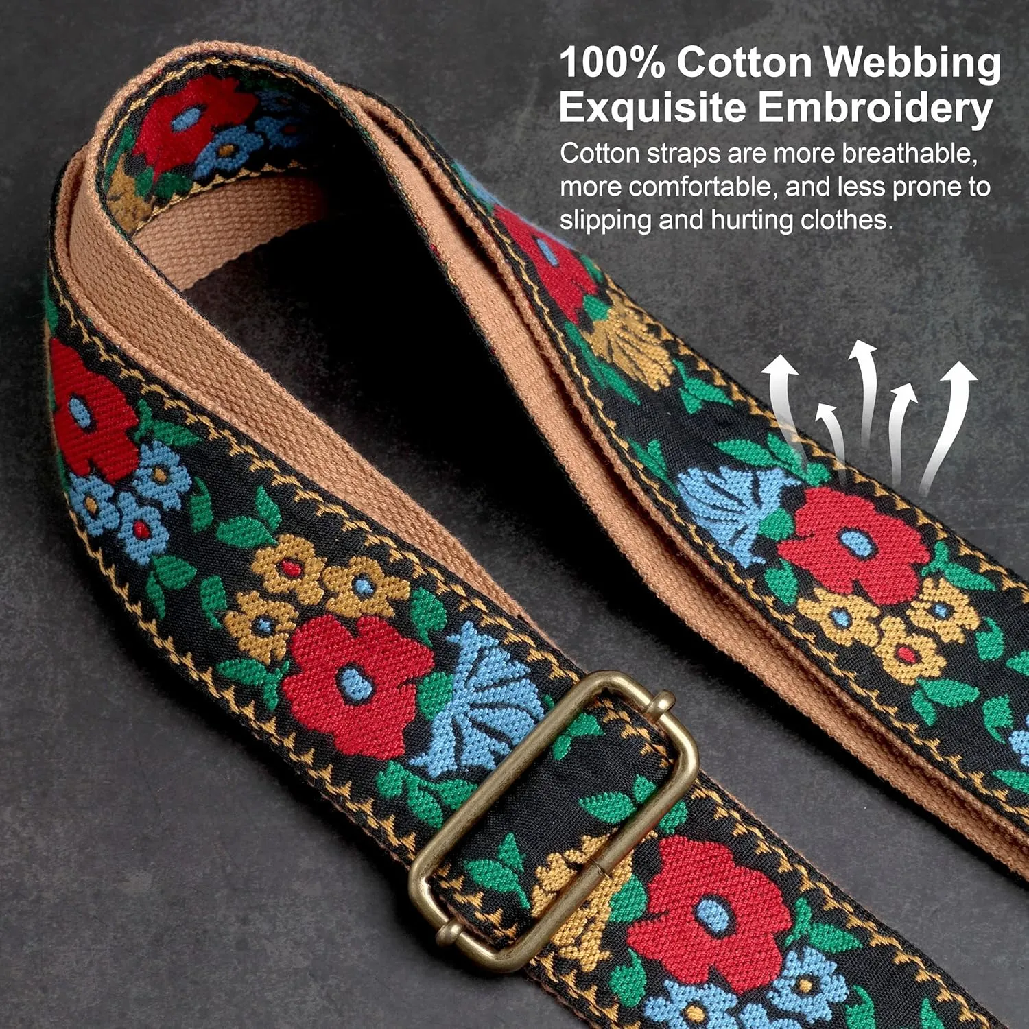 Purse Strap-2"Crazy Horse Leather Wide Shoulder Strap Adjustable Replacement,Jacquard Embroidery Bag Straps
