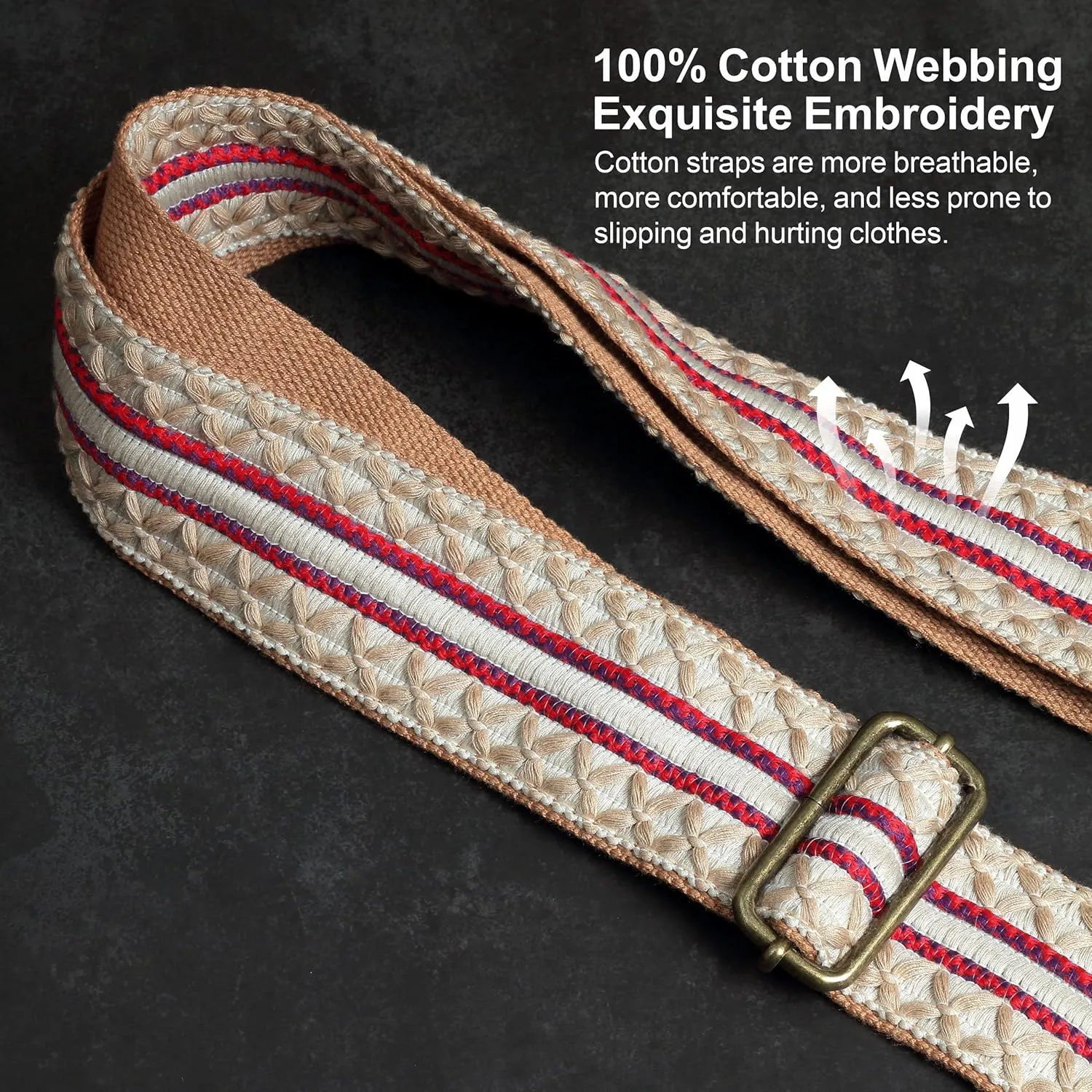 Purse Strap-2"Crazy Horse Leather Wide Shoulder Strap Adjustable Replacement,Jacquard Embroidery Bag Straps