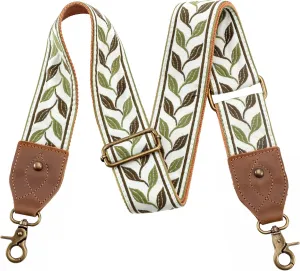 Purse Strap-2"Crazy Horse Leather Wide Shoulder Strap Adjustable Replacement,Jacquard Embroidery Bag Straps