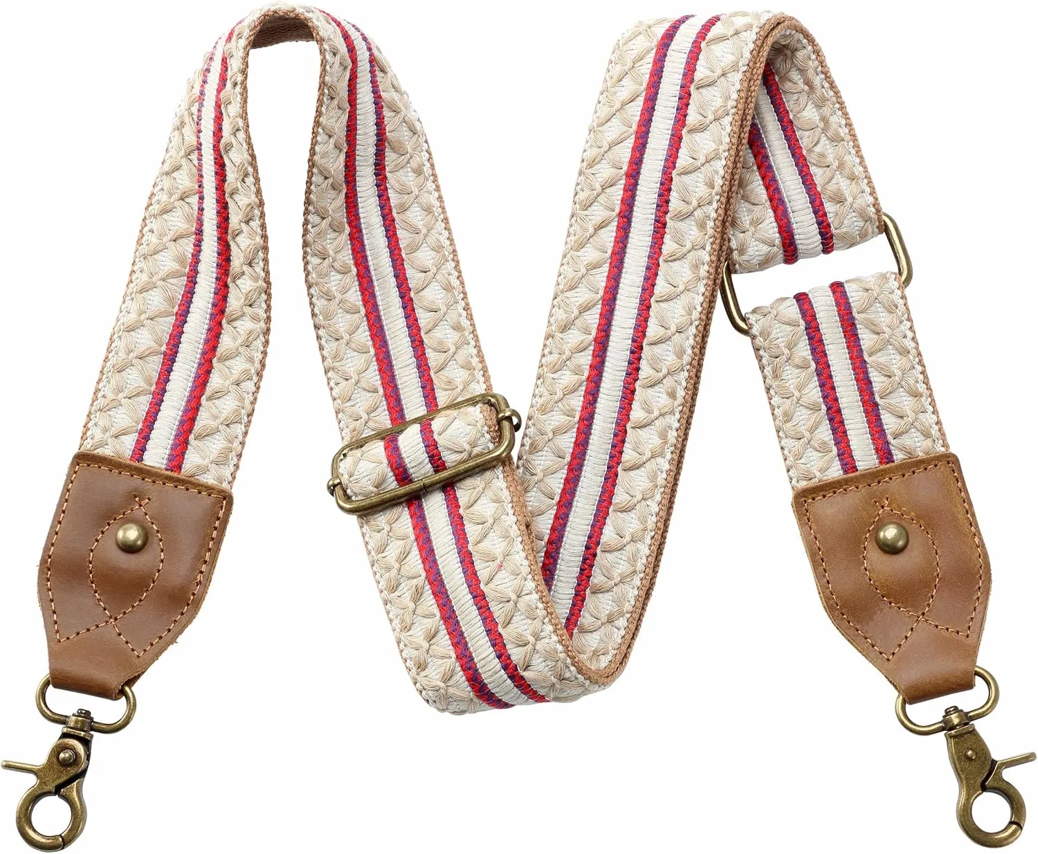 Purse Strap-2"Crazy Horse Leather Wide Shoulder Strap Adjustable Replacement,Jacquard Embroidery Bag Straps