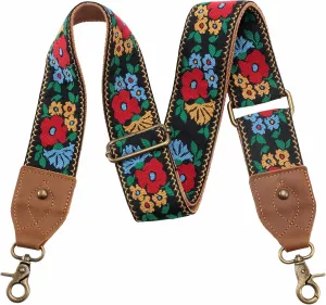 Purse Strap-2"Crazy Horse Leather Wide Shoulder Strap Adjustable Replacement,Jacquard Embroidery Bag Straps