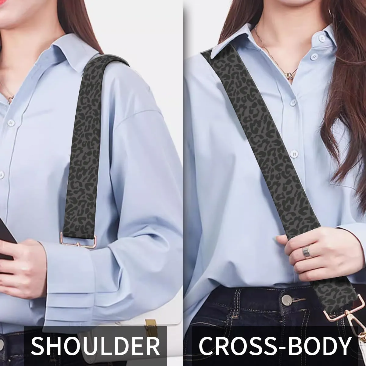 Purse Strap Replacement Crossbody, 3.8cm Wide Shoulder Strap Adjustable Replacement Belt Gold Buckle, Handbag Crossbody Bag Strap Luxury Black Leopard