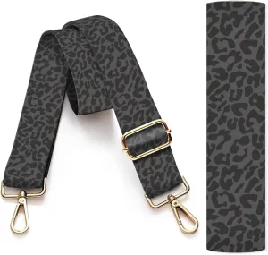 Purse Strap Replacement Crossbody, 3.8cm Wide Shoulder Strap Adjustable Replacement Belt Gold Buckle, Handbag Crossbody Bag Strap Luxury Black Leopard