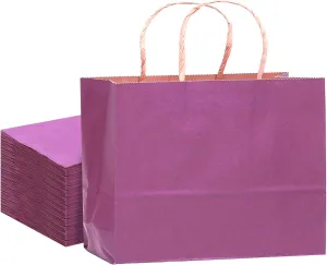 qiqee 13"x4.5"x10" Large Gift Bag with Handles Bulk 32PCS Gift Paper Bags Purple Bags Multiple Uses (Wide Large)