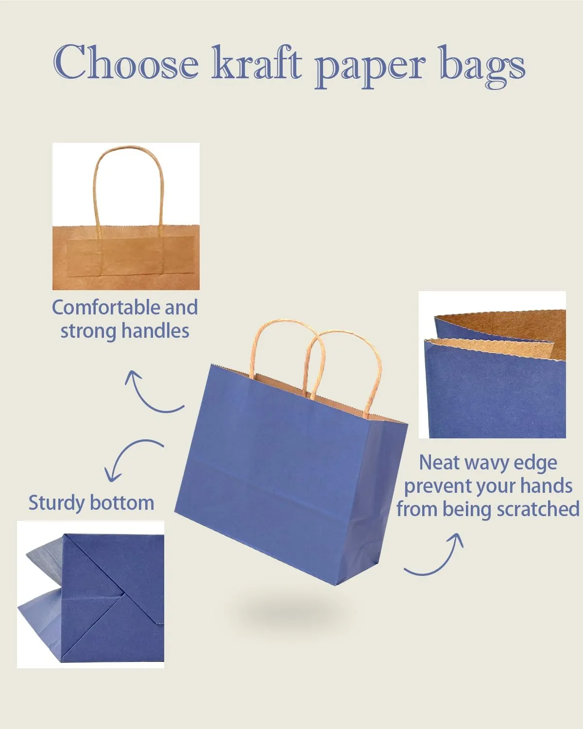 qiqee 13"x4.5"x10" Large Gift Bag with Handles Bulk 60PCS Gift Paper Bags 16 Different Senior Color Bags Multiple Uses (Wide Large)