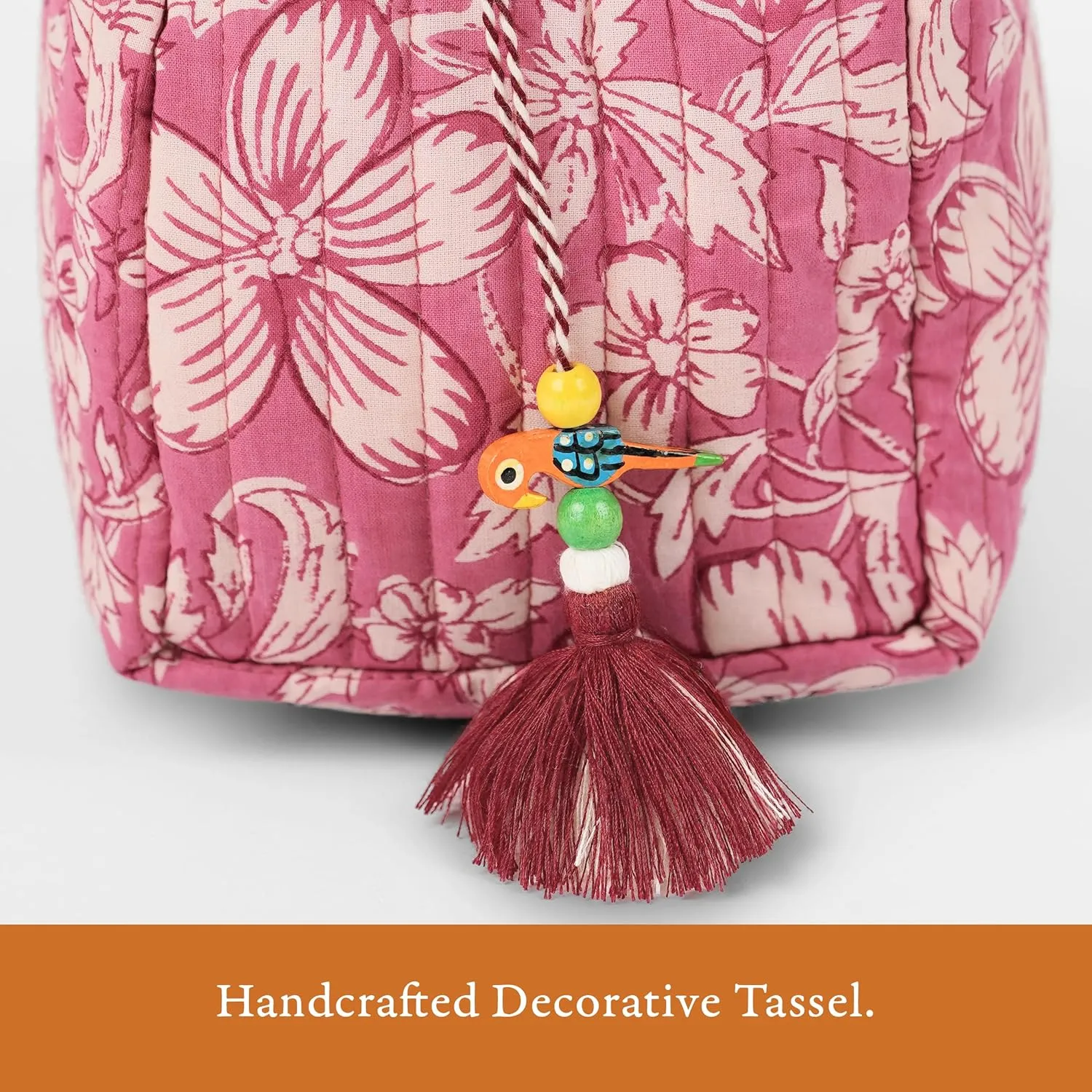 Quilted Floral Makeup Bag Set – Mauve Mist Oleander Pattern 3 Sizes, Waterproof Lining, Make Up Travel Cosmetic & Toiletry Bags For Traveling Women
