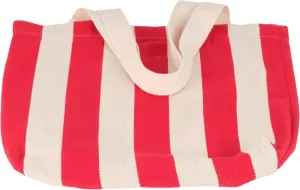 QutBag Red Striped Beach Bag - 100% Cotton Tote with Large Capacity