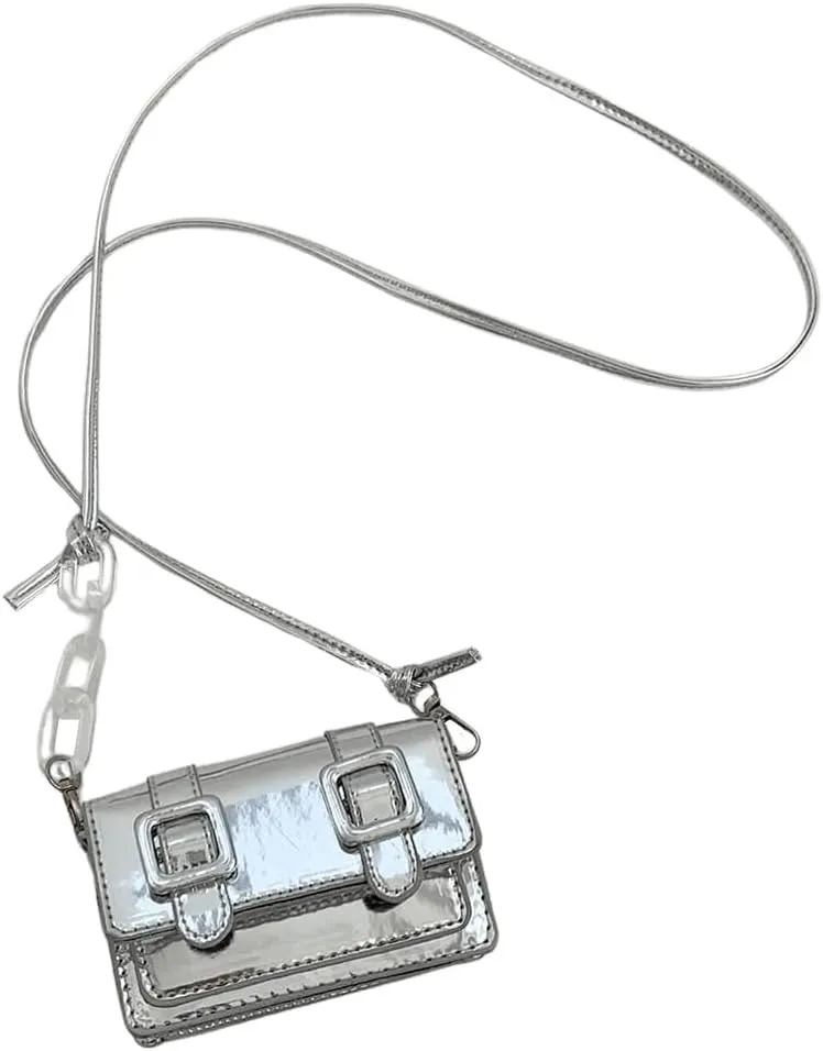QWINEE Women's Buckle Decor Flap Bag Minimalist Shoulder Handbag Chain Detail Clutch Purse Solid Crossbody Bags