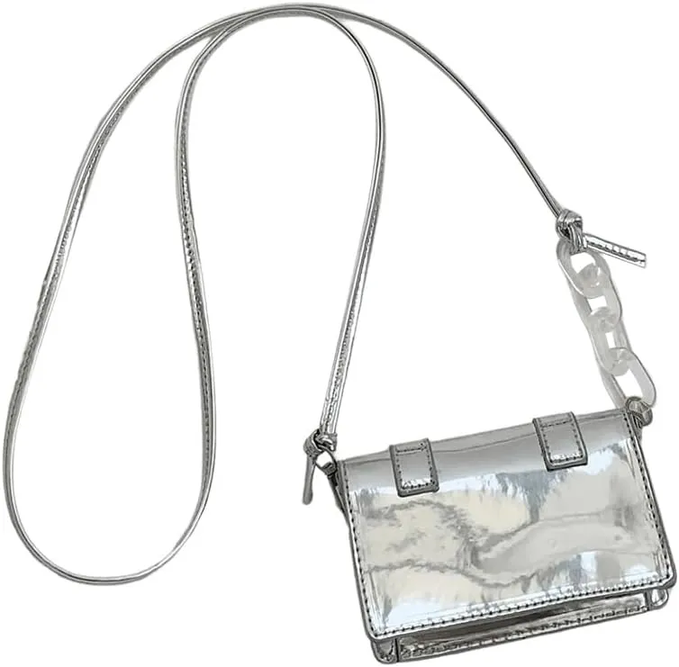 QWINEE Women's Buckle Decor Flap Bag Minimalist Shoulder Handbag Chain Detail Clutch Purse Solid Crossbody Bags