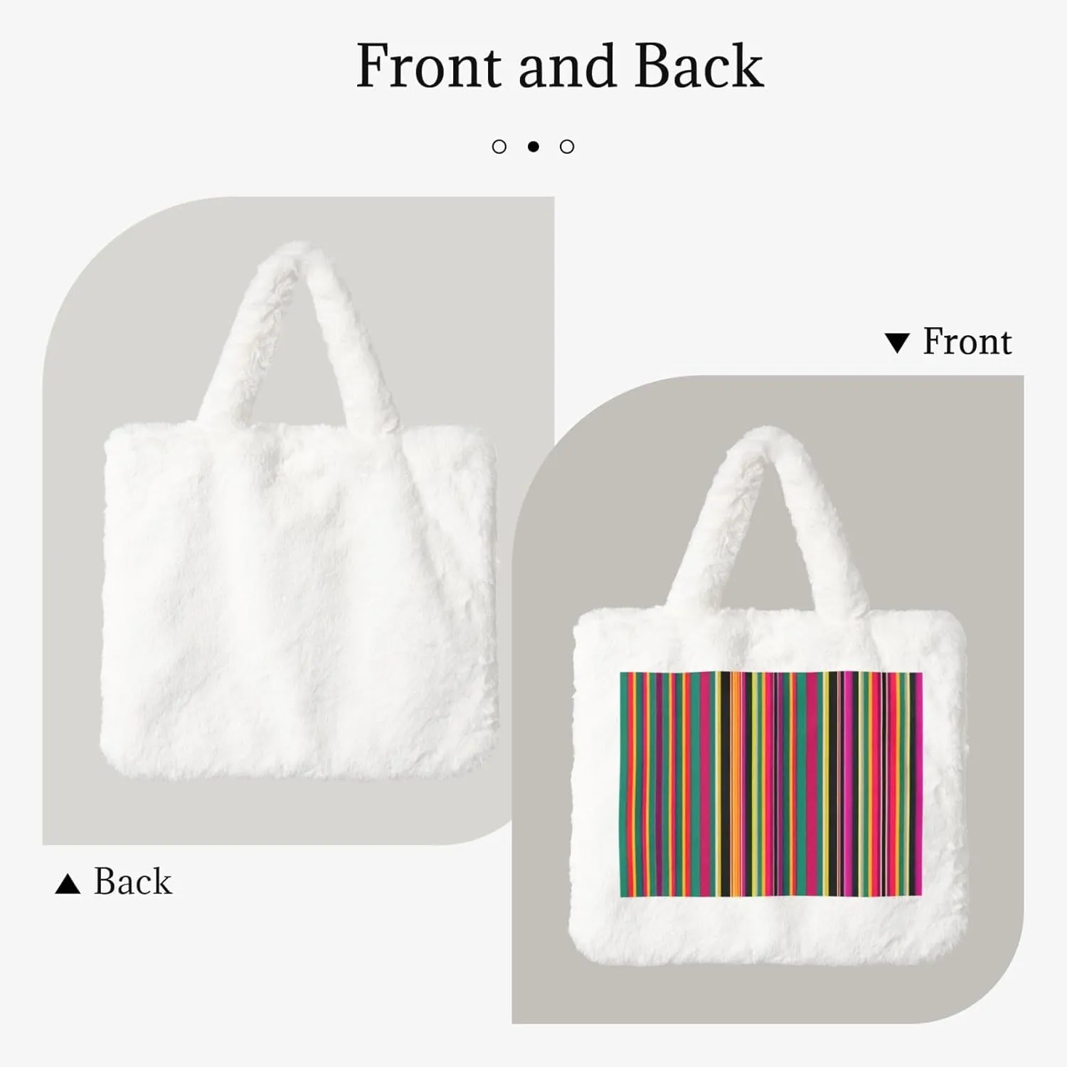 Rainbow Colored Striped Printing Fluffy Shoulder Bag Ladies Plush Underarm Bag Tote Bag Furry Purse Handbag For Work Travel