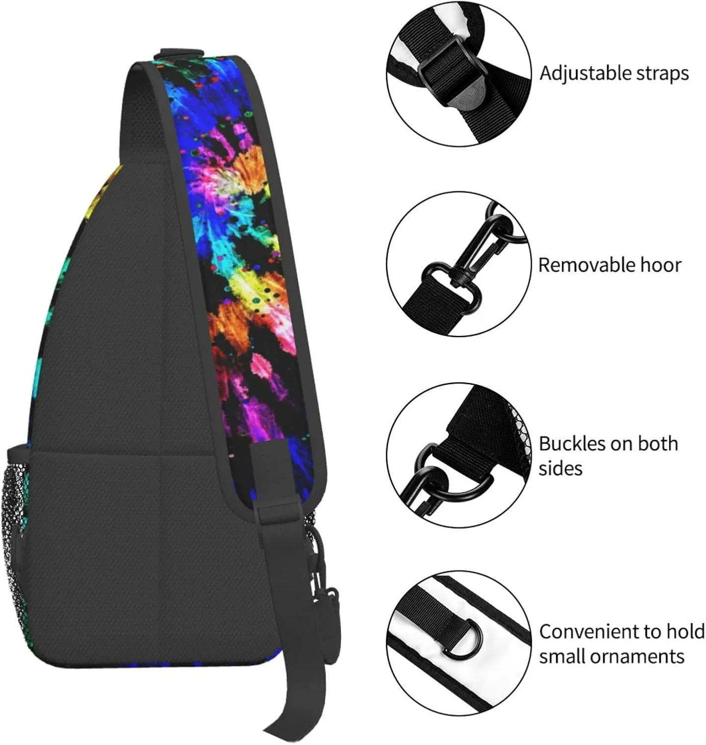 Rainbow Tie Dye Sling Backpack Chest Bag Crossbody Shoulder Bag Gym Cycling Travel Hiking Daypack For Men Women