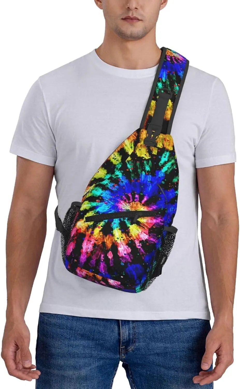 Rainbow Tie Dye Sling Backpack Chest Bag Crossbody Shoulder Bag Gym Cycling Travel Hiking Daypack For Men Women