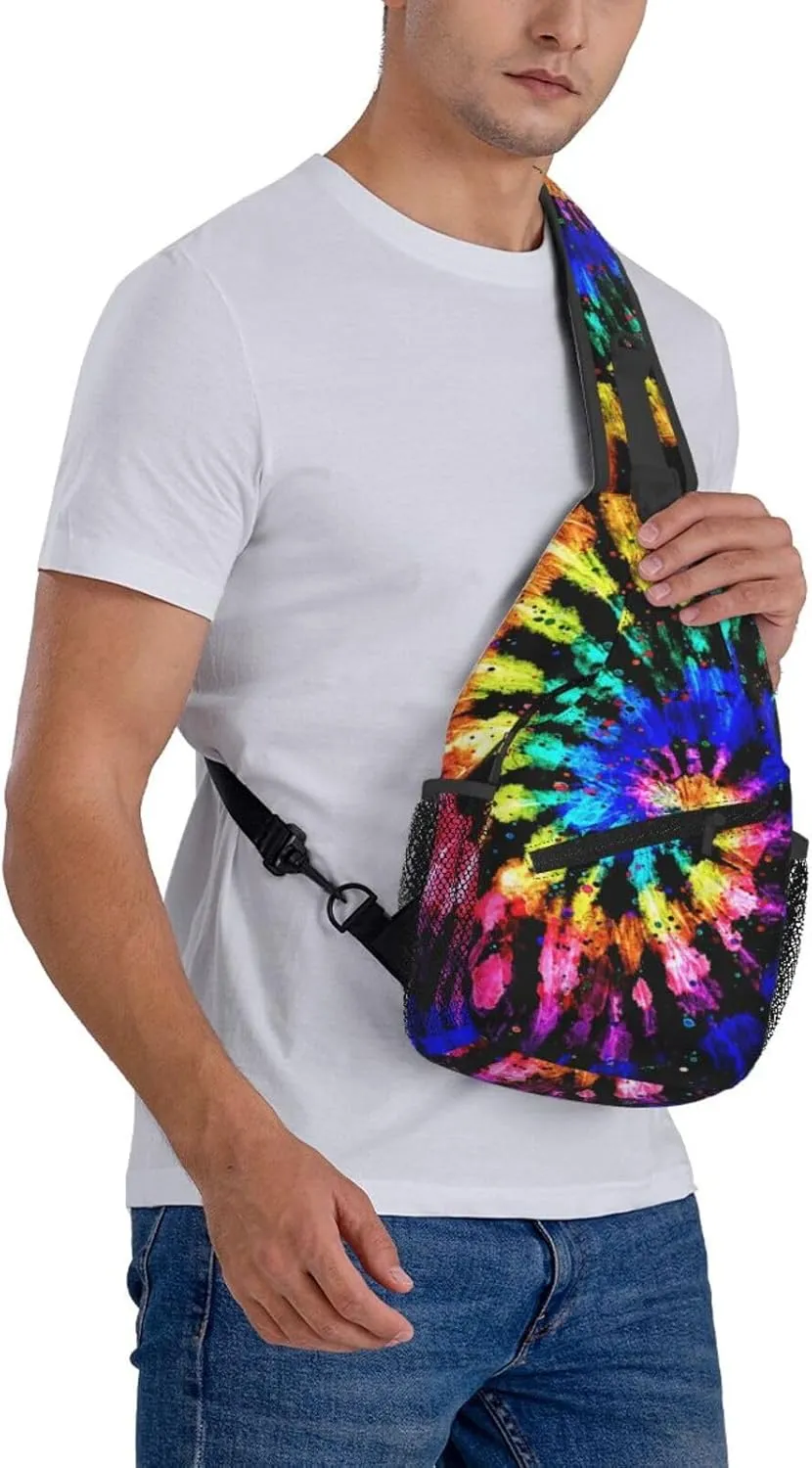 Rainbow Tie Dye Sling Backpack Chest Bag Crossbody Shoulder Bag Gym Cycling Travel Hiking Daypack For Men Women