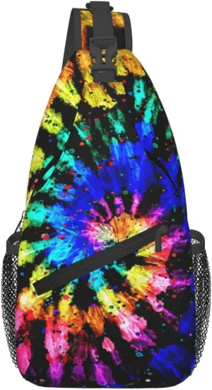 Rainbow Tie Dye Sling Backpack Chest Bag Crossbody Shoulder Bag Gym Cycling Travel Hiking Daypack For Men Women