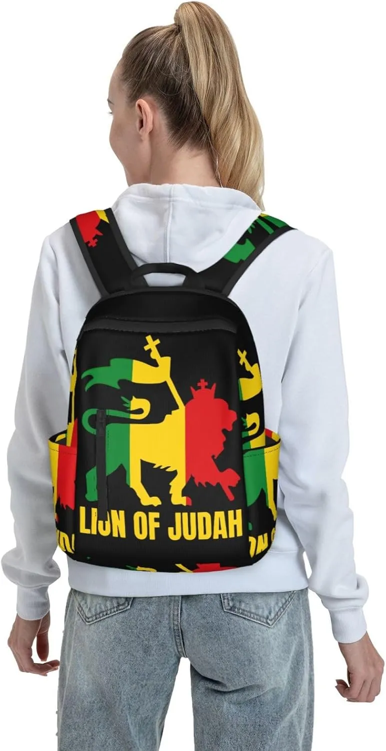 Rasta Lion Of Judah Travel Backpacks Casual Laptop Backpack Sport Rucksack Large Capacity Daypack Multi-Pockets Adjustable Strap Bag for Working Hiking