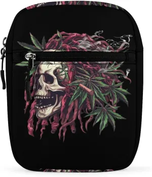 Rasta Skull Weed Smoking Funny Crossbody Bags Casual Sling Backpack with Adjustable Strap for Women Men