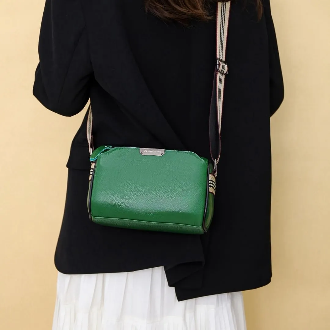 Real Leather Crossbody bags for Women Classic Shoulder Cross Body Purse Luxury Trendy Wide Strap Purses Bag