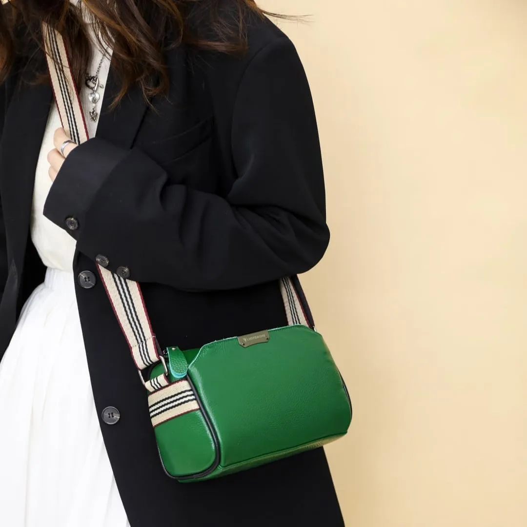 Real Leather Crossbody bags for Women Classic Shoulder Cross Body Purse Luxury Trendy Wide Strap Purses Bag