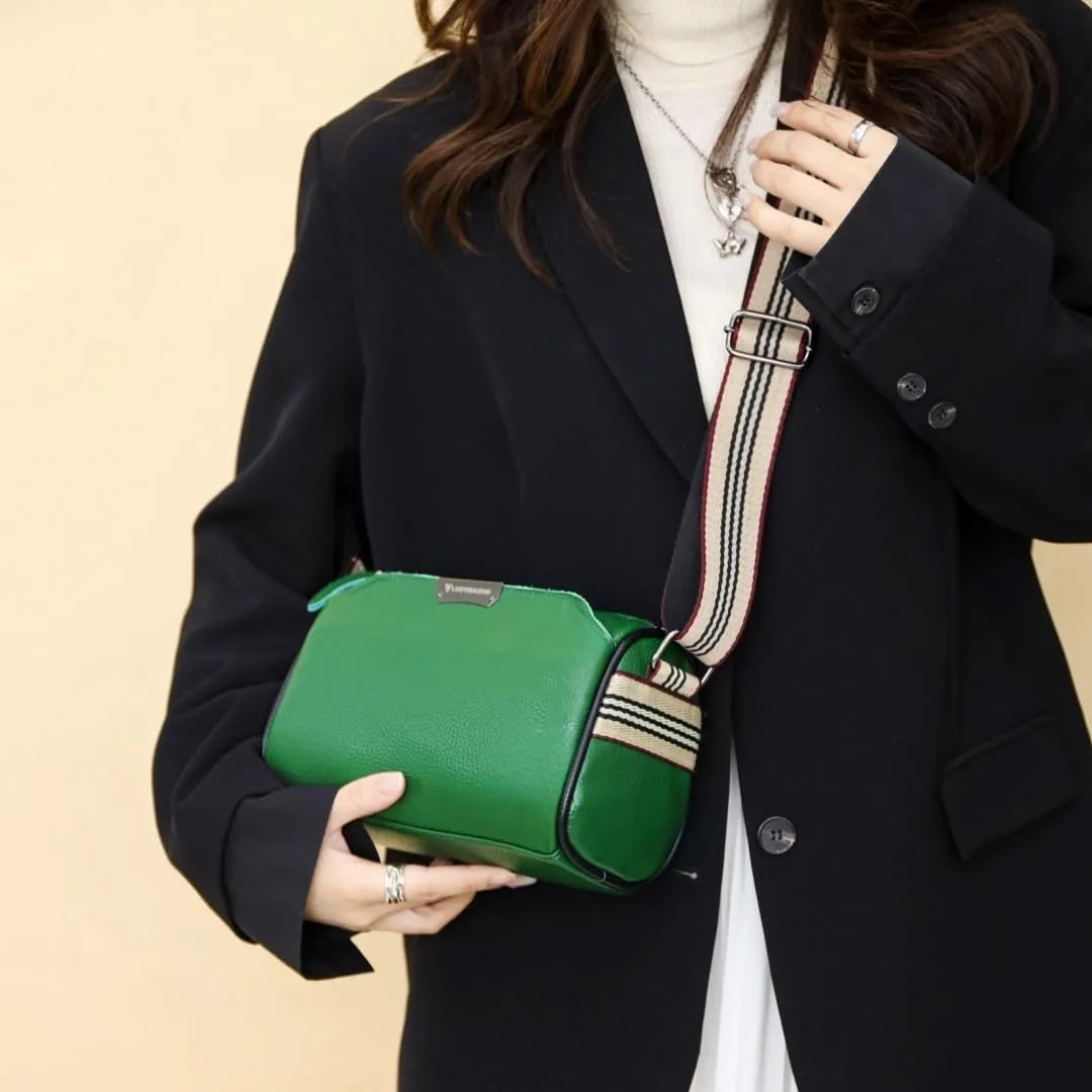 Real Leather Crossbody bags for Women Classic Shoulder Cross Body Purse Luxury Trendy Wide Strap Purses Bag