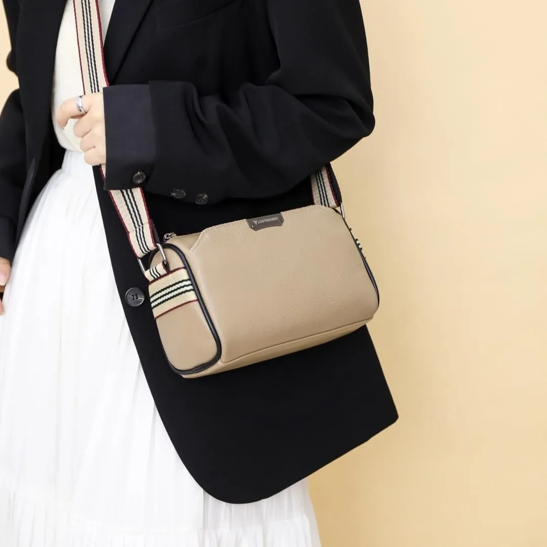Real Leather Crossbody bags for Women Classic Shoulder Cross Body Purse Luxury Trendy Wide Strap Purses Bag
