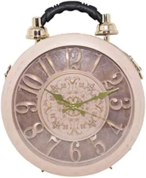 Real Working Clock Shoulderbags Ladies Vintage Clutch Bag Steampunk Style Handbag (Pink)