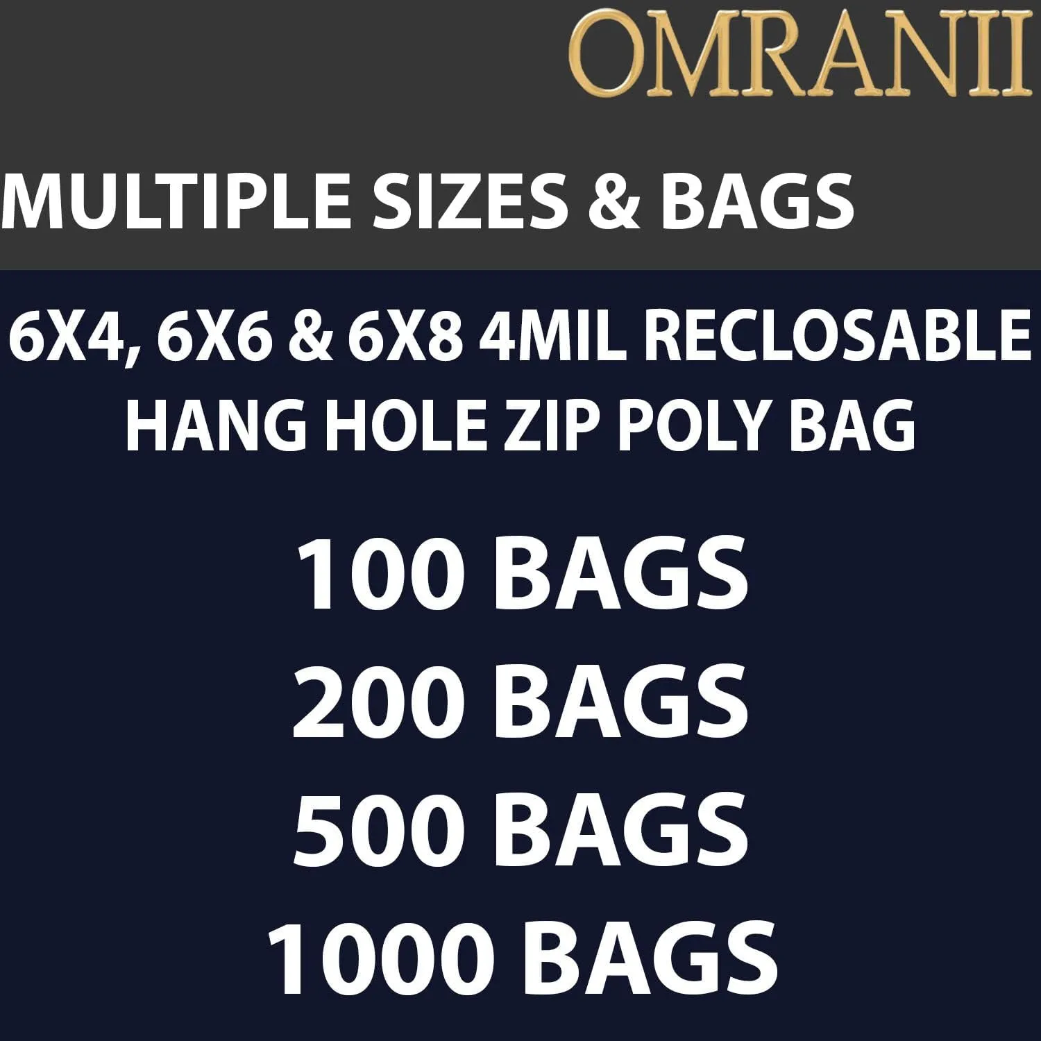 Reclosable Hang Hole Zip Poly Bags, 4Mil 6" X 4" & 1000 Bags | LDPE Material, Clear Plastic with Resealable Lock Seal Zipper | Resealable Zip Top Lock For Travel, Storage, Packaging & Shipping