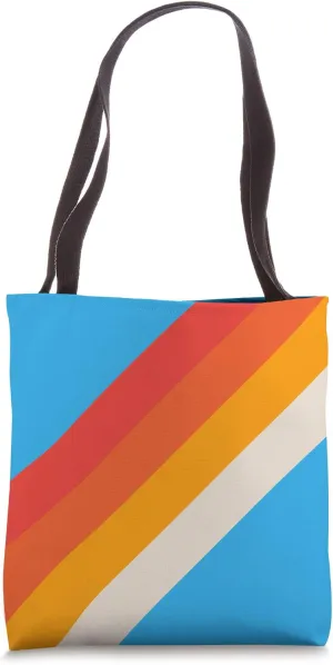Red Orange Yellow Vintage Design 70s Style Retro Stripes Tote Bag