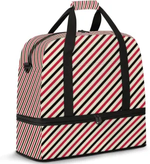 Red Plaid Stripes Travel Duffel Bags for Women & Men Large Sports Gym Bags Foldie Weekender Overnight Bag Carry On Tote Bag With Shoe Compartment Personal Item Luggage for Travel Sports Gym