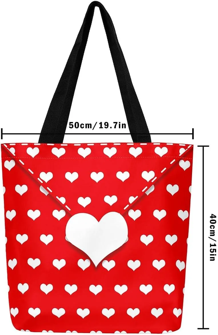 Red Rose Tote Bag,Romantic Valentine Theme Canvas Tote Bag