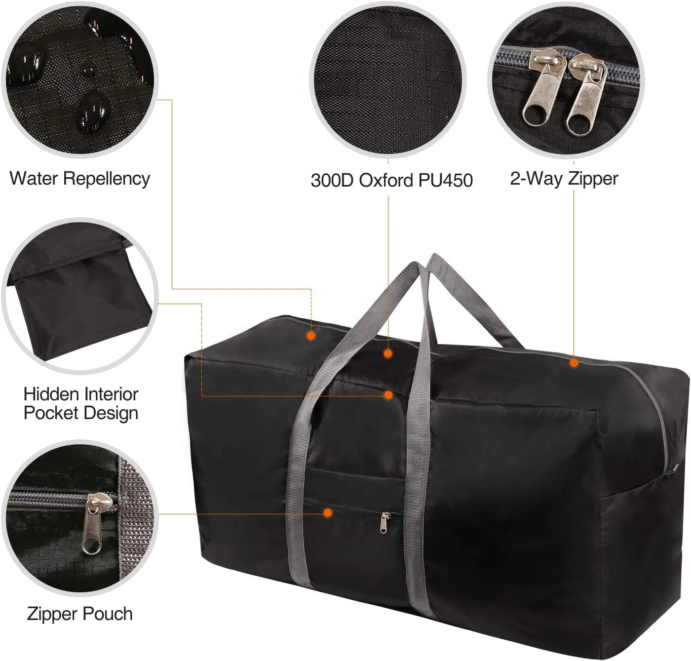 REDCAMP 100L Extra Large Duffle Bag, Water Resistant Lightweight Foldable Duffel Bag for Outdoor Camping, Black