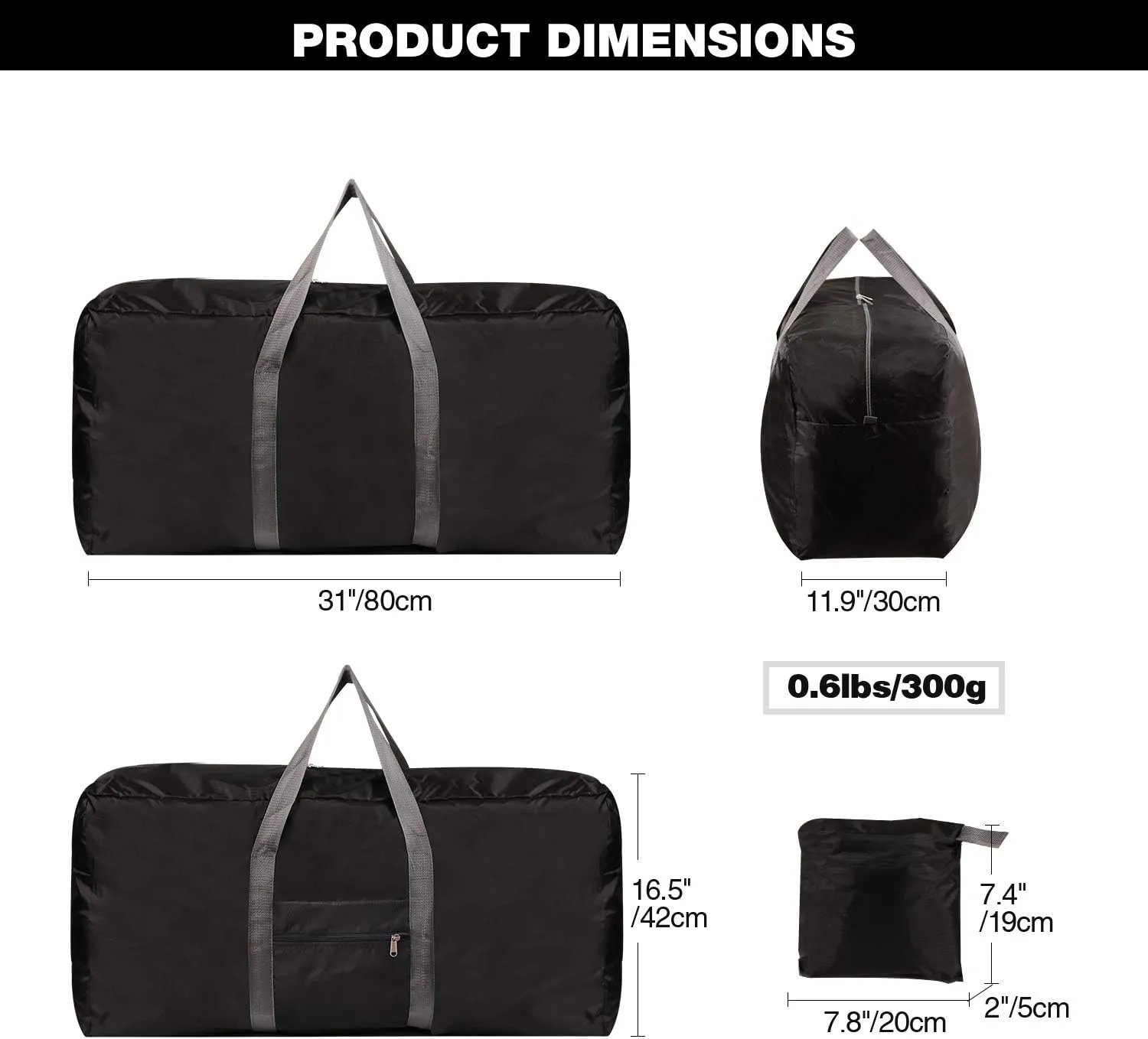 REDCAMP 100L Extra Large Duffle Bag, Water Resistant Lightweight Foldable Duffel Bag for Outdoor Camping, Black